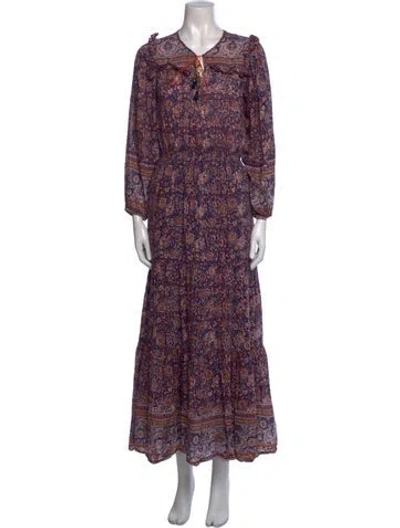 Pre-owned Alicia Bell Floral Print Long Dress In Purple