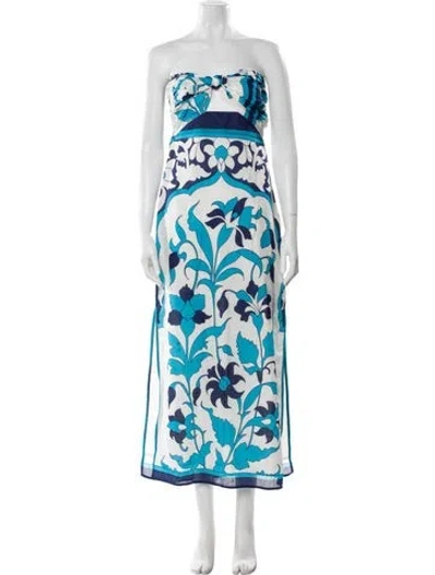 Pre-owned Alicia Bell Floral Print Long Dress W/ Tags In Blue