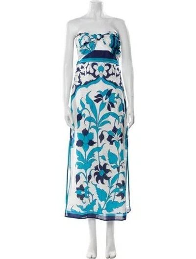 Pre-owned Alicia Bell Floral Print Long Dress W/ Tags In Blue