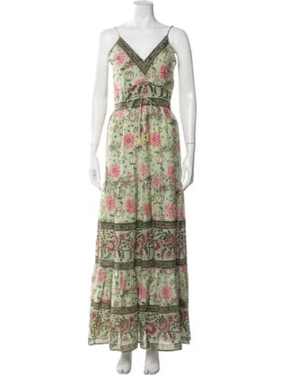 Pre-owned Alicia Bell Floral Print Long Dress W/ Tags In Green