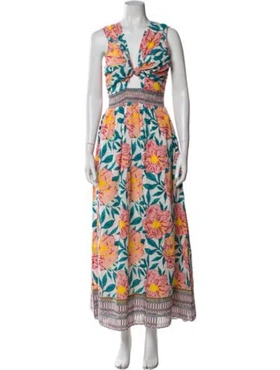 Pre-owned Alicia Bell Floral Print Long Dress W/ Tags In Multi