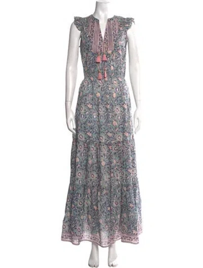 Pre-owned Alicia Bell Floral Print Long Dress W/ Tags In Multicolor