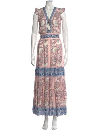 Pre-owned Alicia Bell Floral Print Long Dress W/ Tags In Multicolor