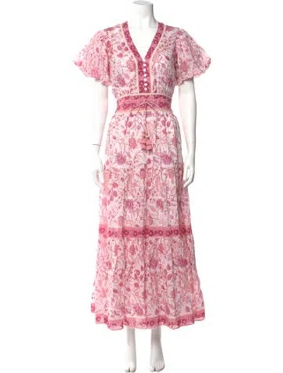 Pre-owned Alicia Bell Floral Print Long Dress W/ Tags In Pink