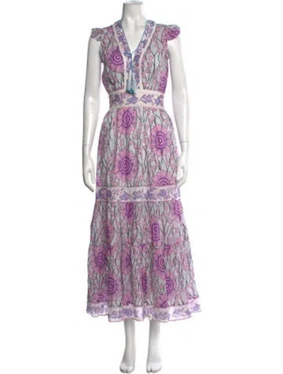 Pre-owned Alicia Bell Floral Print Long Dress W/ Tags In Purple