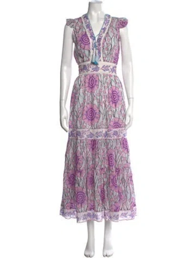 Pre-owned Alicia Bell Floral Print Long Dress W/ Tags In Purple