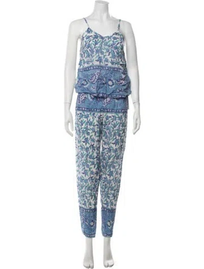 Pre-owned Alicia Bell Floral Print Lounge Set W/ Tags In Blue