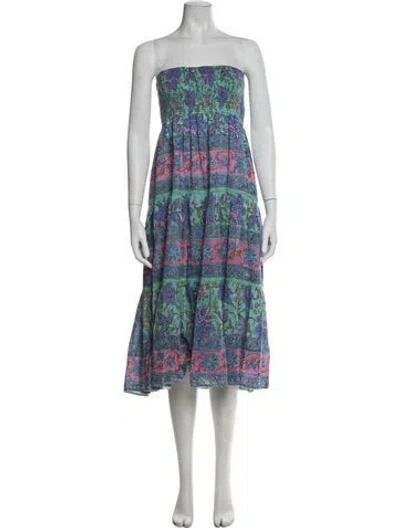 Pre-owned Alicia Bell Floral Print Midi Length Dress In Blue