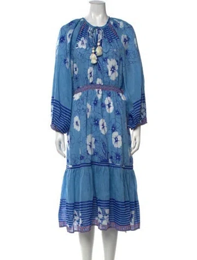 Pre-owned Alicia Bell Floral Print Midi Length Dress In Blue
