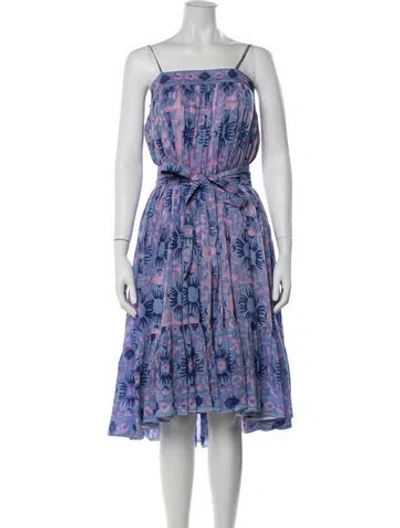 Pre-owned Alicia Bell Floral Print Midi Length Dress In Purple