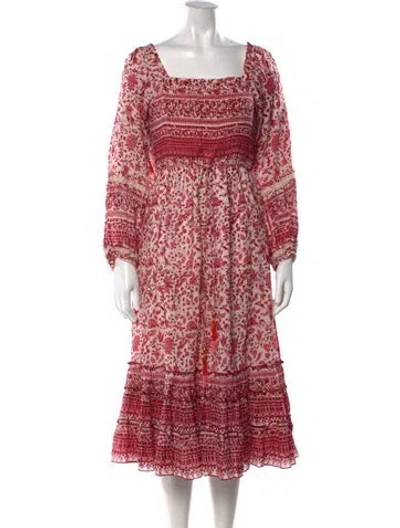 Pre-owned Alicia Bell Floral Print Midi Length Dress In Red