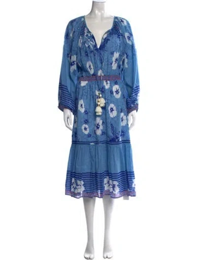 Pre-owned Alicia Bell Floral Print Midi Length Dress W/ Tags In Blue