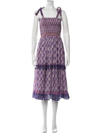 Pre-owned Alicia Bell Floral Print Midi Length Dress W/ Tags In Purple
