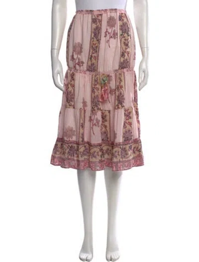 Pre-owned Alicia Bell Floral Print Midi Length Skirt In Pink