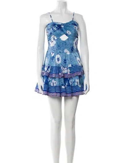 Pre-owned Alicia Bell Floral Print Mini Dress W/ Tags In Blue