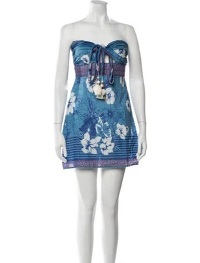 Pre-owned Alicia Bell Floral Print Mini Dress W/ Tags In Blue