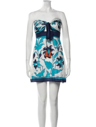 Pre-owned Alicia Bell Floral Print Mini Dress W/ Tags In Blue/white