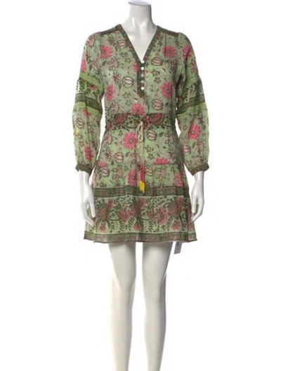 Pre-owned Alicia Bell Floral Print Mini Dress W/ Tags In Green