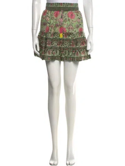 Pre-owned Alicia Bell Floral Print Mini Skirt W/ Tags In Green