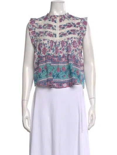 Pre-owned Alicia Bell Floral Print Mock Neck Top In Multi