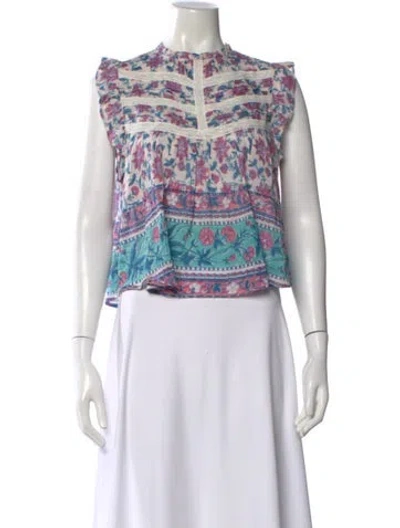 Pre-owned Alicia Bell Floral Print Mock Neck Top In Multi