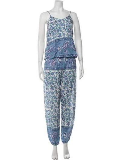 Pre-owned Alicia Bell Floral Print Pajamas W/ Tags In Blue