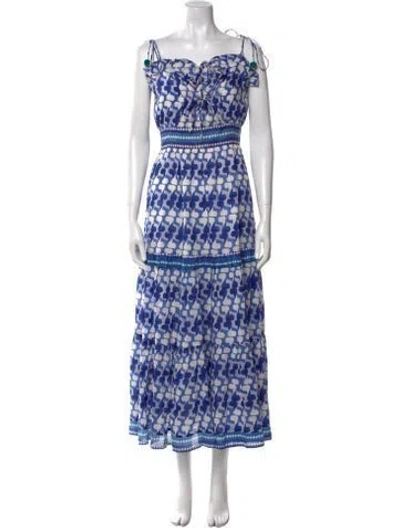 Pre-owned Alicia Bell Floral Print Square Neckline Crop Top W/ Tags In Blue