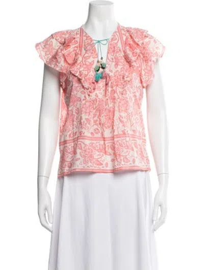 Pre-owned Alicia Bell Floral Print V-neck Blouse In Pink