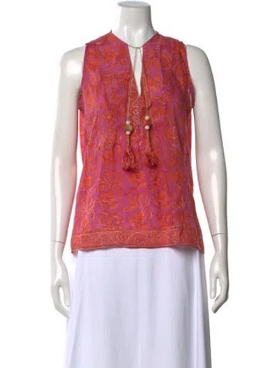 Pre-owned Alicia Bell Floral Print V-neck Top In Pink