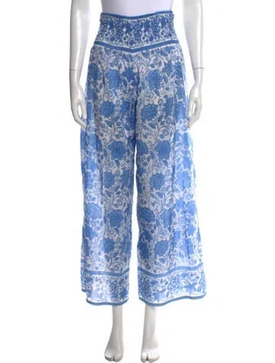 Pre-owned Alicia Bell Floral Print Wide Leg Pants In Blue