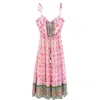 Alicia Bell Holiday Tie Strap Cotton & Silk Midi Dress
