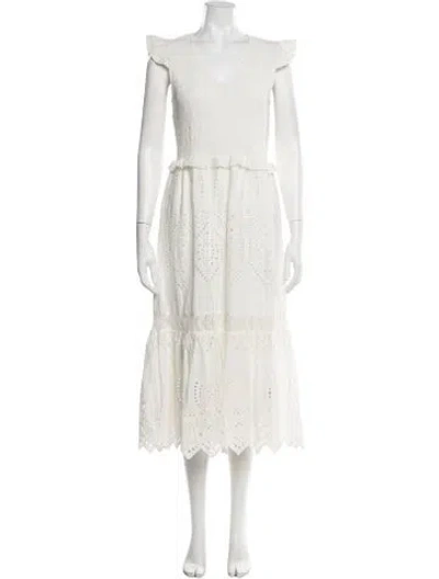 Pre-owned Alicia Bell Lace Pattern Midi Length Dress In Neutrals