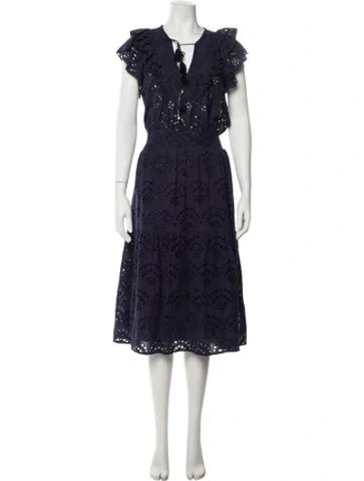Pre-owned Alicia Bell Lace Pattern Midi Length Dress W/ Tags In Blue/purple