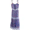 Alicia Bell Libra Ruffle Tiered Cotton & Silk Cover-up Sundress In Blue Pink Print