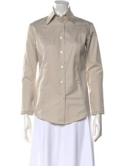 Pre-owned Alicia Bell Long Sleeve Button-up Top In Neutral