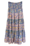 Alicia Bell Mandy Cotton & Silk Cover-up Maxi Skirt In Blue Yellow Print