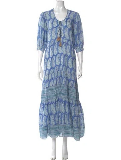Pre-owned Alicia Bell Paisley Print Long Dress In Blue