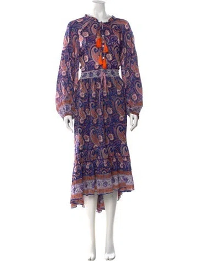 Pre-owned Alicia Bell Paisley Print Long Dress In Purple