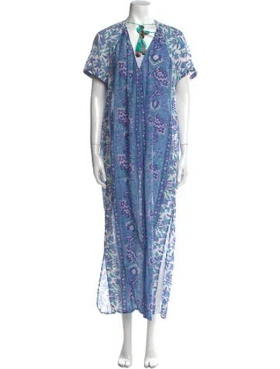 Pre-owned Alicia Bell Paisley Print Long Dress W/ Tags In Blue