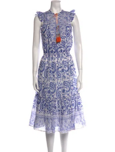 Pre-owned Alicia Bell Paisley Print Midi Length Dress W/ Tags In Blue