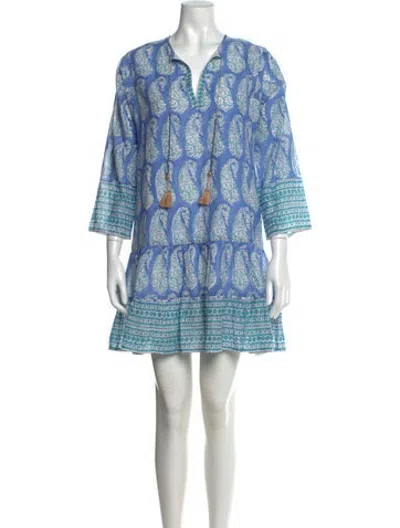 Pre-owned Alicia Bell Paisley Print Mini Dress W/ Tags In Blue