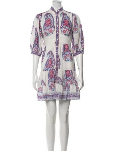 Pre-owned Alicia Bell Paisley Print Mini Dress In White