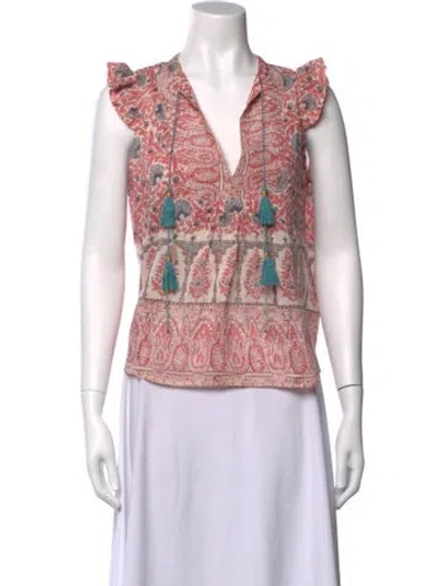 Pre-owned Alicia Bell Paisley Print V-neck Blouse In Pink
