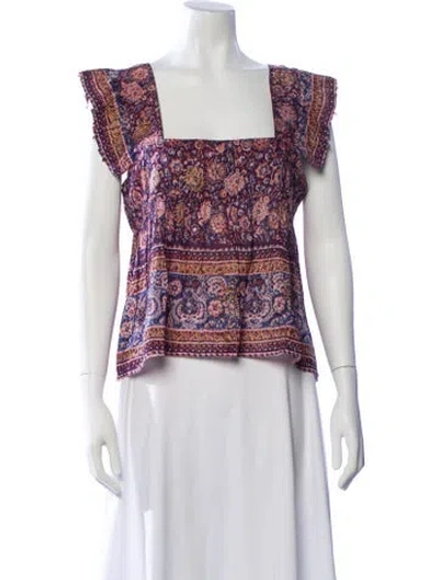 Pre-owned Alicia Bell Patterned Square Neckline Top In Multi