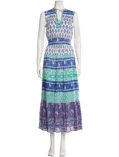 Pre-owned Alicia Bell Printed Long Dress In Blue