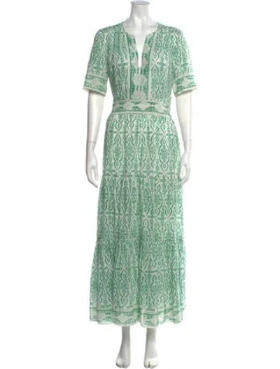 Pre-owned Alicia Bell Printed Long Dress In Green