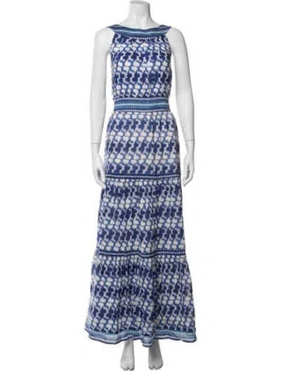 Pre-owned Alicia Bell Printed Long Dress W/ Tags In Blue