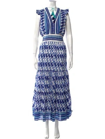 Pre-owned Alicia Bell Printed Long Dress W/ Tags In Blue