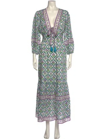 Pre-owned Alicia Bell Printed Long Dress W/ Tags In Green