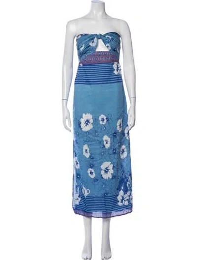 Pre-owned Alicia Bell Printed Midi Length Dress In Blue